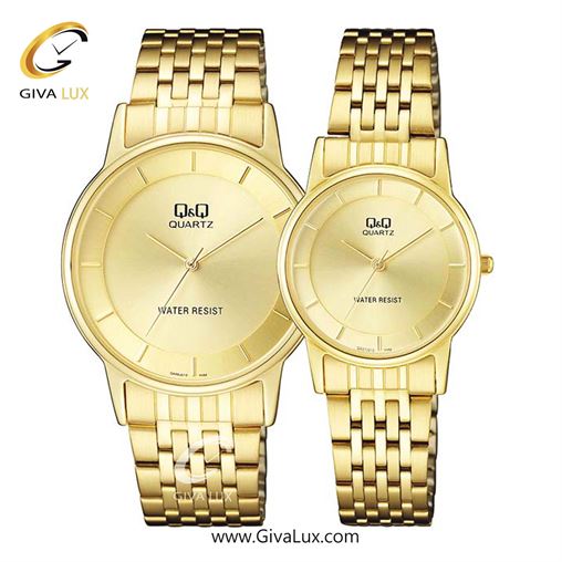 ساعت مچی اورجینال ست کیو اند کیو Q&Q طلایی | طلایی| طلایی| کد رفرنس مردانه: C62A-003PY، زنانه: C63A-001PY